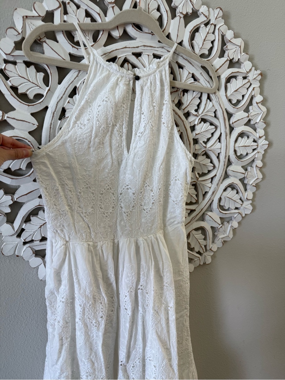 Maeve Anthropologie Tiered White Eyelet Midi Dress, Bridal, Bachelorette size 10 - Picture 10 of 11